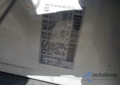 2016 Nissan Rogue S from USA, damaged, VIN 5N1AT2MV5GC846335